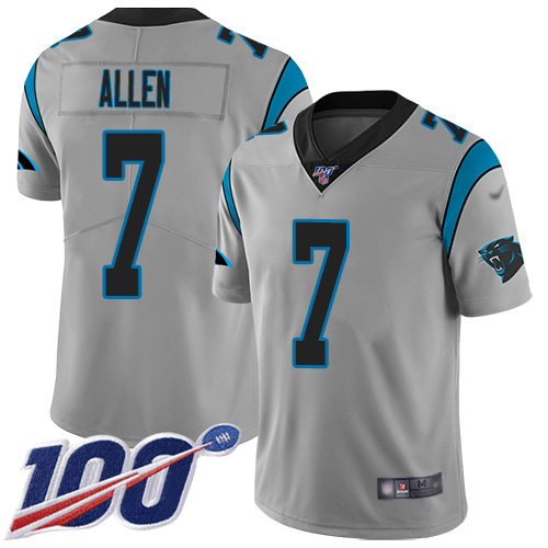 Carolina Panthers Limited Silver Youth Kyle Allen Jersey NFL Football #7 100th Season Inverted Legend->women nfl jersey->Women Jersey